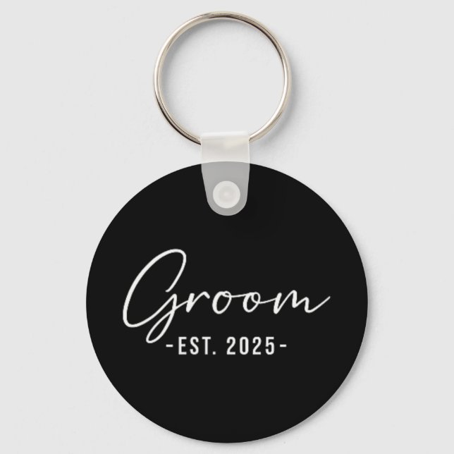 Groom Est. 2025 Matchning - Redot växer Nyckelring (Framsida)