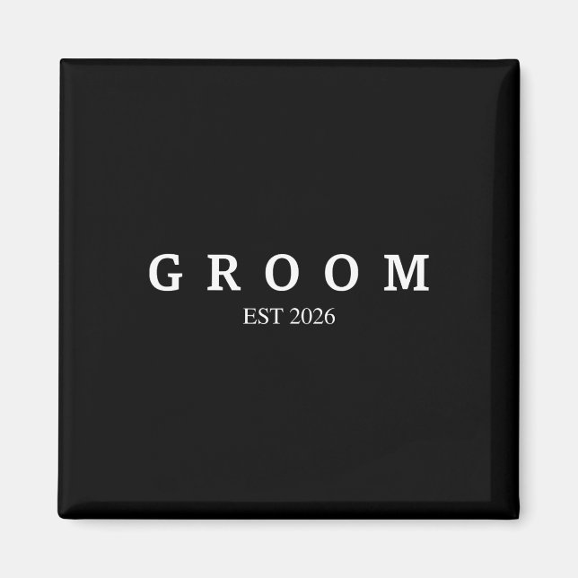 Groom Est. 2026 Bröllop: Gift Förlovning - Komma Magnet (Framsidan)