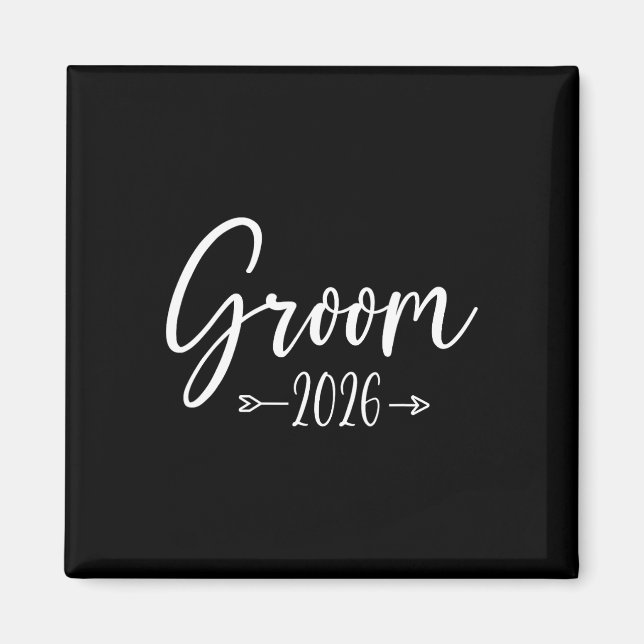 Groom Est 2026 Married Bröllop Förlovningsfest Hu Magnet (Framsidan)