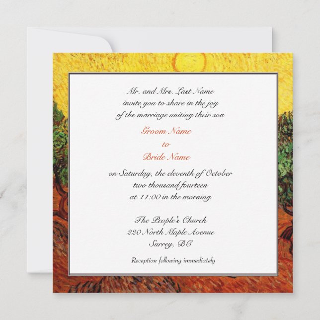 Groom förälders bröllopsinbjudningar inbjudningar (Framsida)