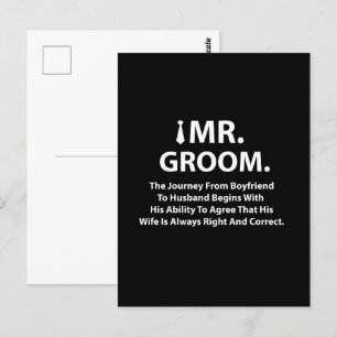 Groom Funny Quote Typography Vykort