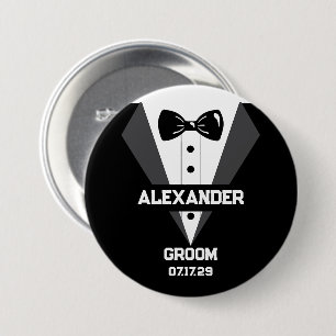 Groom Gift med eget namn och Bröllop-datum Knapp