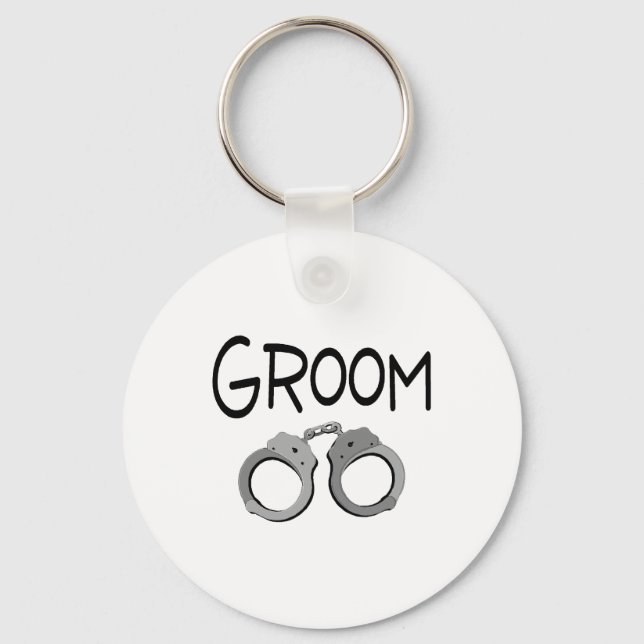 Groom Handcuffs Bröllop Nyckelring (Framsida)
