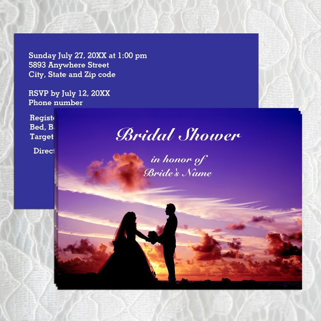 Groom i Sunset Inbjudningskort för möhippan (Bride and Groom in Sunset Bridal Shower Invitation)
