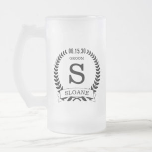 Groom Initial Frostat Ölglas