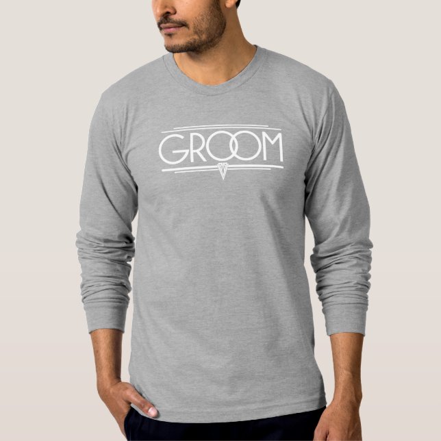 GROOM Lettering Art Deco Bröllop Rehearsal Tee (Framsida)