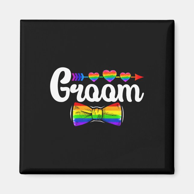 Groom Lgbt Pride Gay Bachelor Bröllop Förlovning L Magnet (Framsidan)