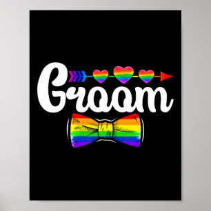 Groom Lgbt Pride Gay Bachelor Bröllop Förlovning L Poster