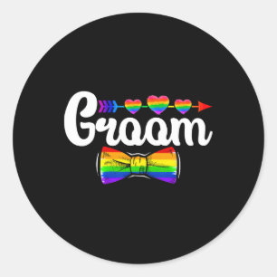 Groom Lgbt Pride Gay Bachelor Bröllop Förlovning L Runt Klistermärke