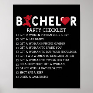 Groom-Marskalkar för kontrollista för Bachelor Sup Poster