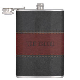 Groom Masculine Red & Black Leather Struktur Fickplunta
