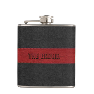 Groom Masculine Red & Black Leather Struktur Fickplunta