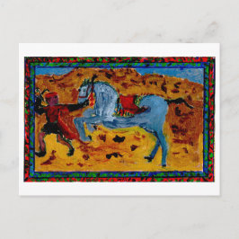 Groom med ett upphetsat vykort