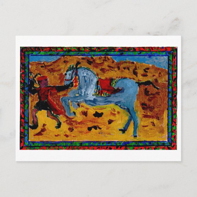 Groom med ett upphetsat vykort (Framsida)