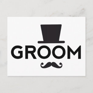 Groom med hatt och mustasch, ord art textdesign vykort