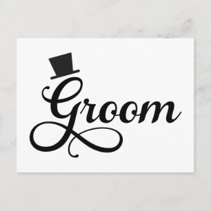 Groom med hatt, ord-teckningsdesign vykort