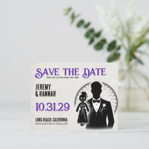 Groom med Voodoo Doll Bride Spara Datumet