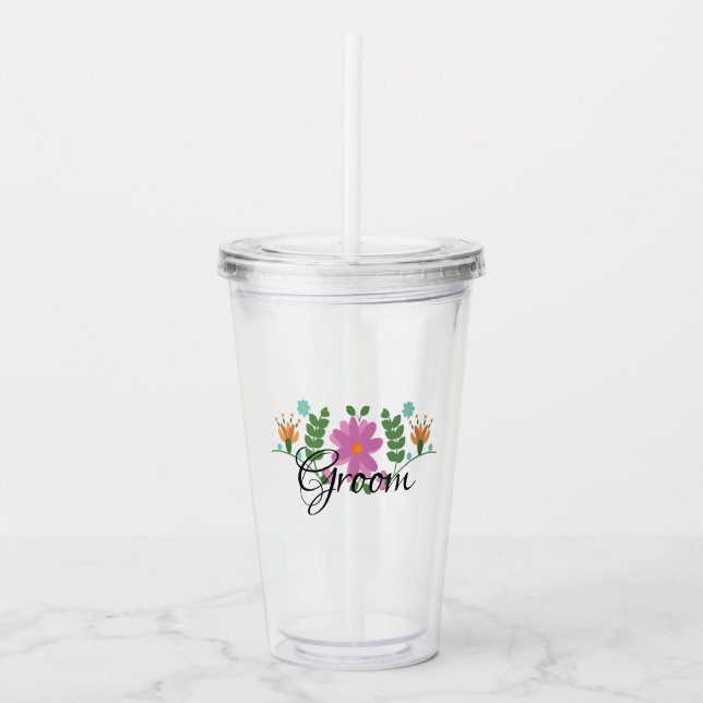 Groom Mexikanska folkens Blommigt Monogram Take Away Mugg (Framsida)