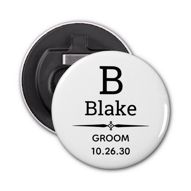 Groom Monogrammed Bottenöppnare Flasköppnare (Framsidan)