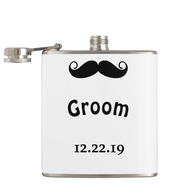 Groom Mustache Hipster Bröllop Fickplunta (Öppnad)