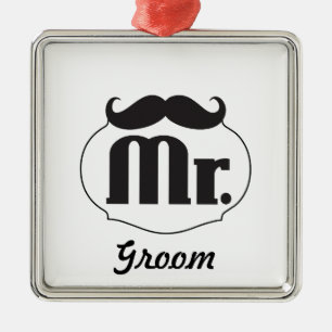 Groom Mustache Julgransprydnad Metall