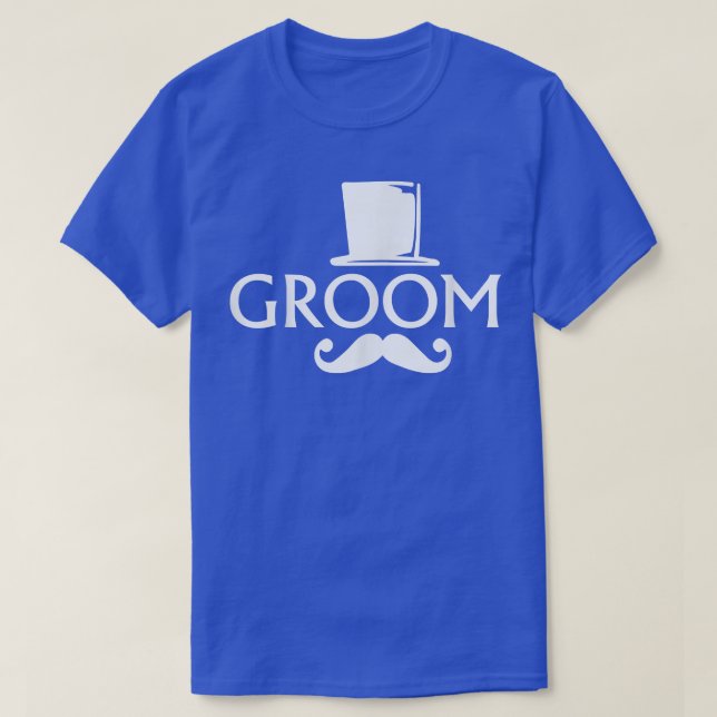 Groom Mustache och Bachelor Party i Top hat Bröllo T Shirt (Design framsida)
