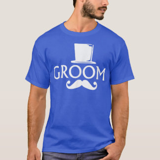 Groom Mustache och Bachelor Party i Top hat Bröllo T Shirt