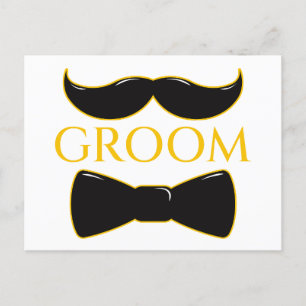 Groom Mustache och Bow Tie Vykort