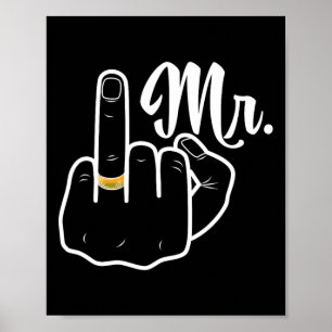 Groom Ny gifta Bröllop Honeymoon Ring Finger H Poster