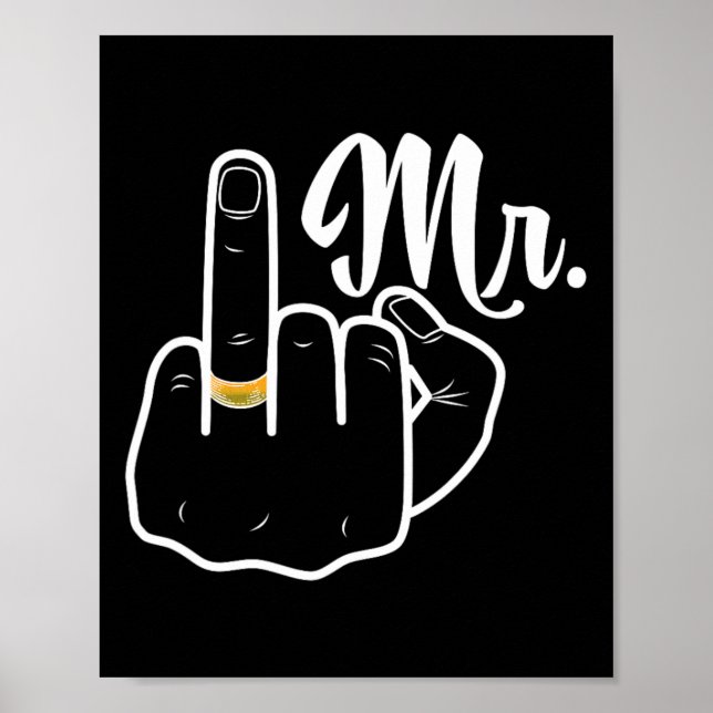 Groom Ny gifta Bröllop Honeymoon Ring Finger H Poster (Framsidan)