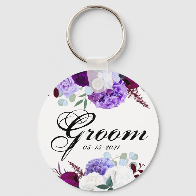 Groom Nyckelring Lavender Hibiscus på White (Framsida)