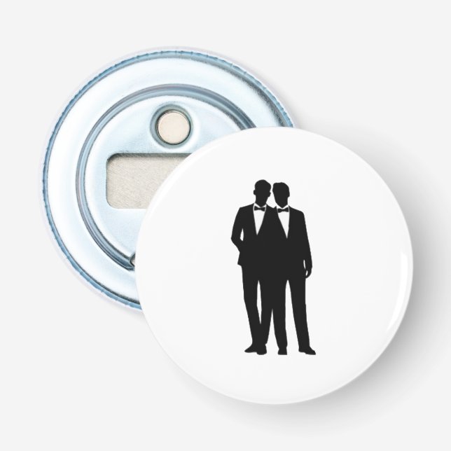 Groom och Groom Bröllop Flasköppnare (Framsidan)