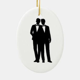 Groom och Groom Bröllop Julgransprydnad Keramik