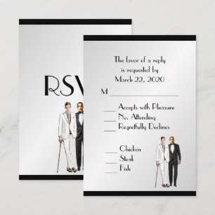Groom och Groom Menu Bröllop OSA Classy Silver Kort