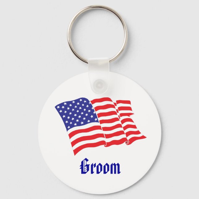 Groom Patriotic Bröllop Nyckelring (Framsida)
