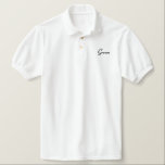 Groom Polo Shirt<br><div class="desc">Groom Polo Shirt,  som visas i vitt med svart,  broderad text.
Anpassa skjortan eller köp som det är.</div>