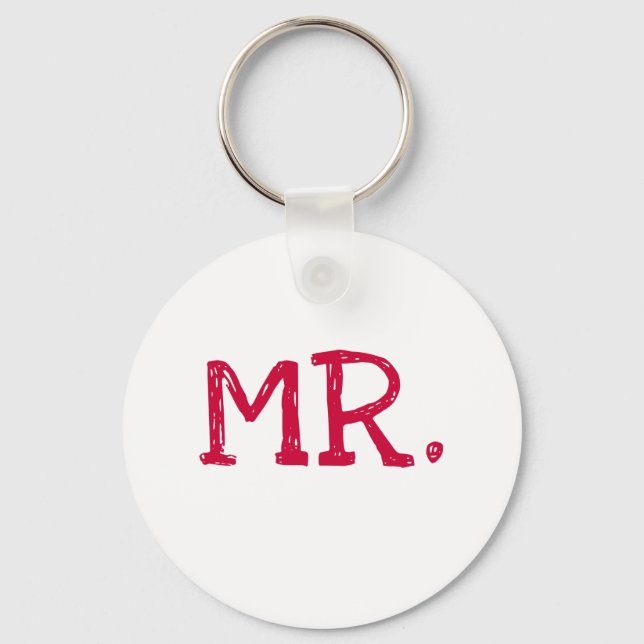 Groom Red Text Mr. Nyckelring (Framsida)