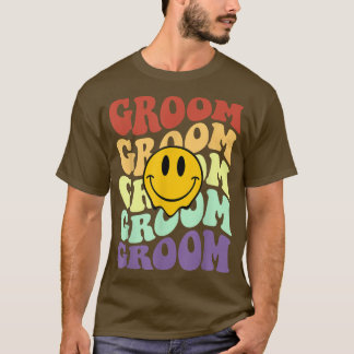 groom retro leende ansikte bröllop firande bachelo t shirt