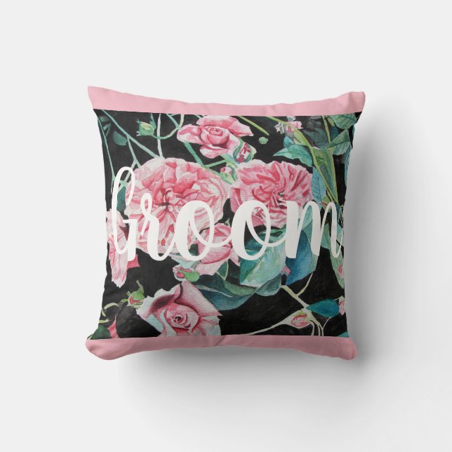 Groom Rosa Retro Ro Rosor Bröllop Decor Cushion Kudde (Framsida)