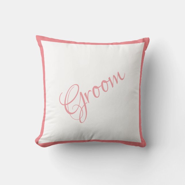 Groom Rosa Script Chic Bröllop Kudde (Framsida)