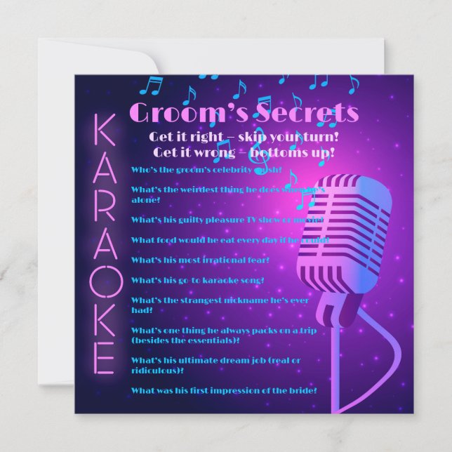 Groom’s Secrets Bachelor Party Trivia Card Julkort (Framsida)