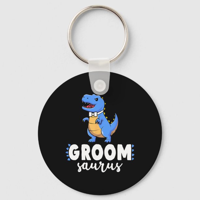 Groom Saurus Dinosaur Engagement Wedding Couples M Nyckelring (Framsida)