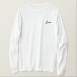 Groom Shirt Broderad Långärmad T-shirt<br><div class="desc">Groom longtärmade Shirt visas i Vit med svartbantad . Anpassa skjortan eller köp som det är.</div>