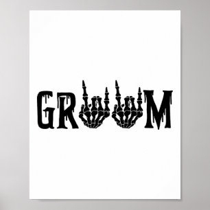 Groom Skeleton Hand Bride Halloween Bröllop Bachel Poster