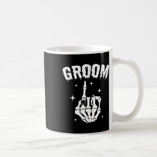 Groom Skeleton Hand Bröllop Halloween Par Matc Kaffemugg (Höger)