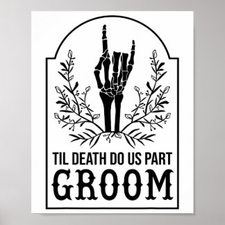 Groom Skeleton Hand Par Matching Bröllop Hallo Poster