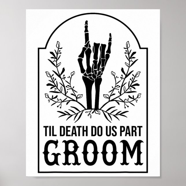 Groom Skeleton Hand Par Matching Bröllop Hallo Poster (Framsidan)
