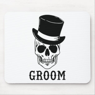 Groom Skull med Hat Bride Halloween Bröllop Bache Musmatta