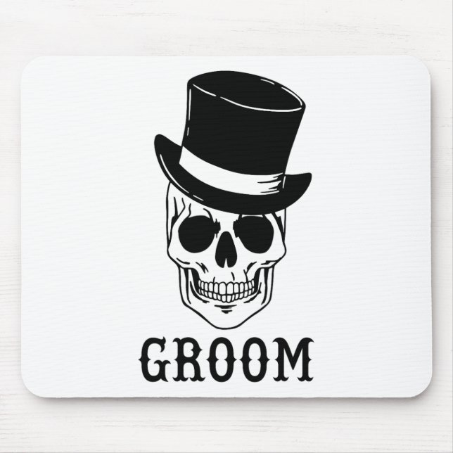 Groom Skull med Hat Bride Halloween Bröllop Bache Musmatta (Framsidan)