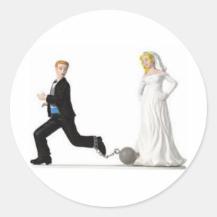 Groom springer från Bride Runt Klistermärke